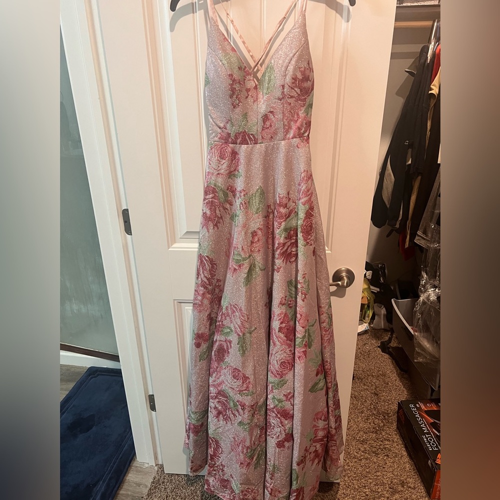 Floral Gown w/Cross back straps